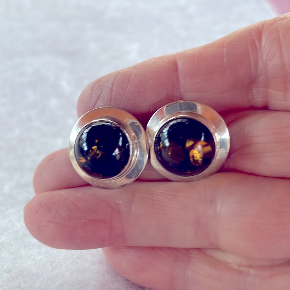 Amber & Sterling Earrings
